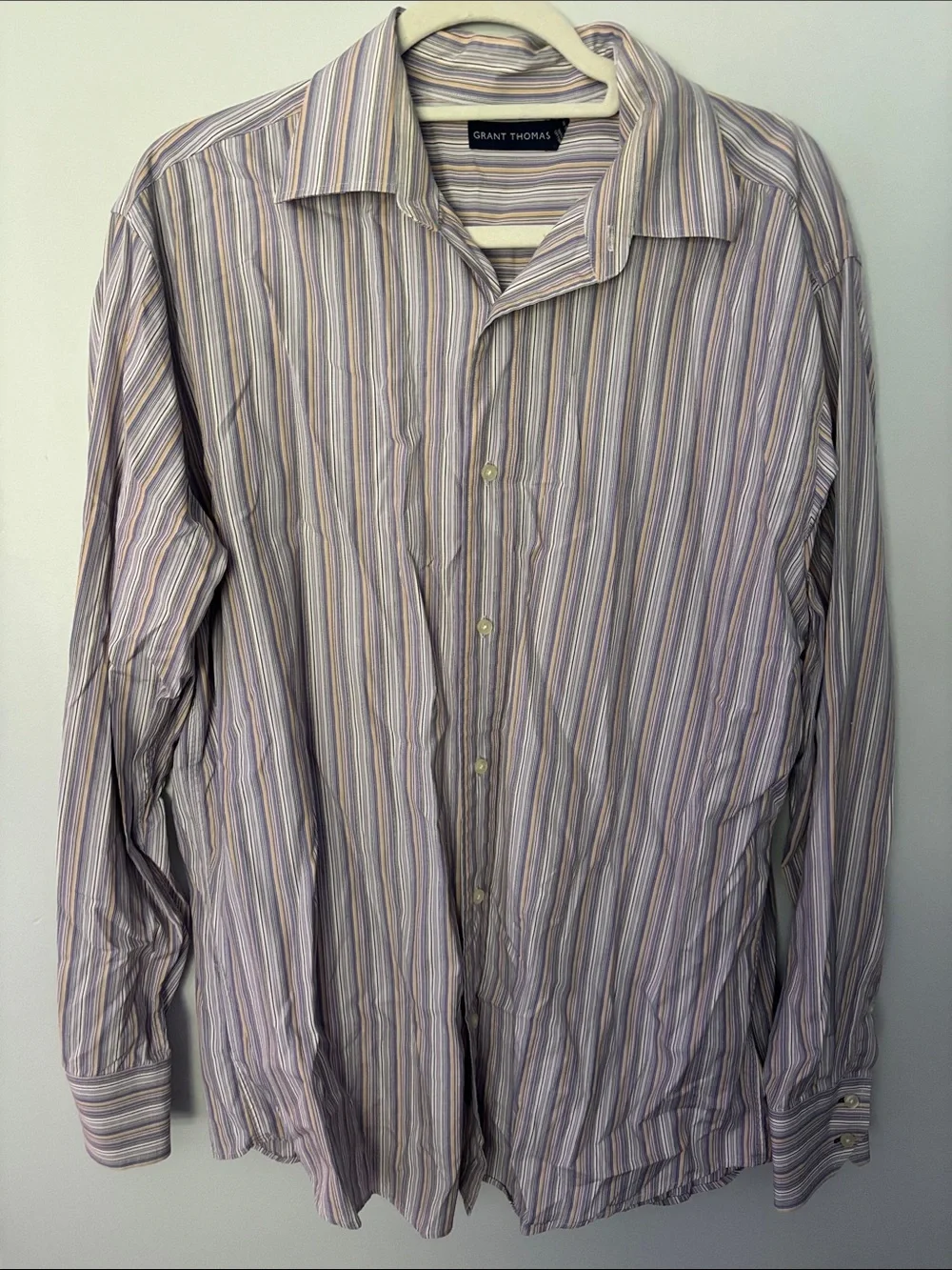 Grant Thomas Lavender Stripe Long-Sleeve Dress Shirt
